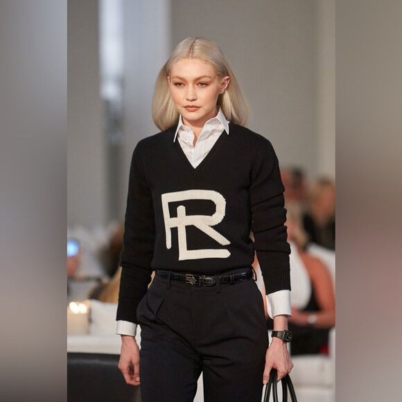Ralph Lauren Collection 2022 Intarsia-Knit Merino-Silk Logo Sweater - Picture 1 of 17